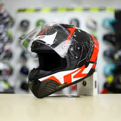Mũ LS2 FF805 CARBON Racing Trắng Đỏ Bóng + Tặng Kính Đen + Pinlock + Tearoff FREESHIP