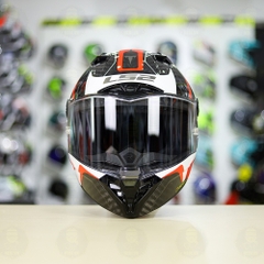 Mũ LS2 FF805 CARBON Racing Trắng Đỏ Bóng + Tặng Kính Đen + Pinlock + Tearoff FREESHIP