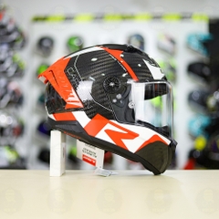 Mũ LS2 FF805 CARBON Racing Trắng Đỏ Bóng + Tặng Kính Đen + Pinlock + Tearoff FREESHIP