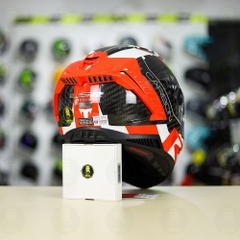 Mũ LS2 FF805 CARBON Racing Trắng Đỏ Bóng + Tặng Kính Đen + Pinlock + Tearoff FREESHIP