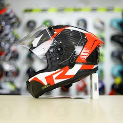 Mũ LS2 FF805 CARBON Racing Trắng Đỏ Bóng + Tặng Kính Đen + Pinlock + Tearoff FREESHIP