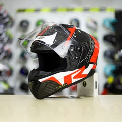 Mũ LS2 FF805 CARBON Racing Trắng Đỏ Bóng + Tặng Kính Đen + Pinlock + Tearoff FREESHIP