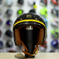 Mũ 3/4 Royal M139 V10 Đen Viền Vàng Bóng FREESHIP