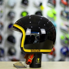 Mũ 3/4 Royal M139 V10 Đen Viền Vàng Bóng FREESHIP