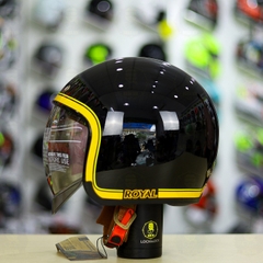 Mũ 3/4 Royal M139 V10 Đen Viền Vàng Bóng FREESHIP