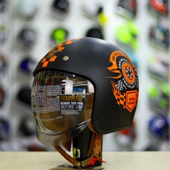 Mũ 3/4 Royal M139 V1 Đen Cam Nhám FREESHIP