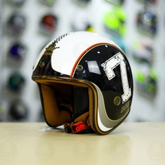 Combo Mũ 3/4 ROYAL M20c Số 7 Đen Trắng Độ Khóa Chống Trộm