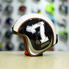 Mũ 3/4 ROYAL M20C Ruby Số 7 Đen Trắng FREESHIP