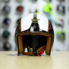 Mũ 3/4 ROYAL M20C Ruby Số 7 Đen Trắng FREESHIP