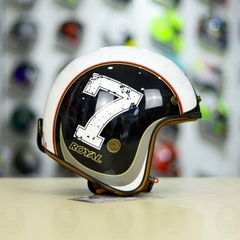 Mũ 3/4 ROYAL M20C Ruby Số 7 Đen Trắng FREESHIP