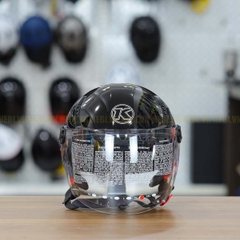 Mũ 1/2 KYT TigerJet Đen Bóng Nhỏ Gọn Nhẹ FREESHIP