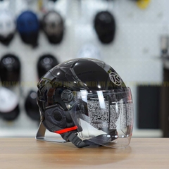 Mũ 1/2 KYT TigerJet Đen Bóng Nhỏ Gọn Nhẹ FREESHIP