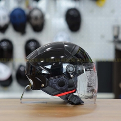 Mũ 1/2 KYT TigerJet Đen Bóng Nhỏ Gọn Nhẹ FREESHIP