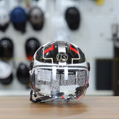 Mũ 1/2 KYT TigerJet T5 Trắng Đỏ Bóng Nhỏ Gọn Nhẹ FREESHIP