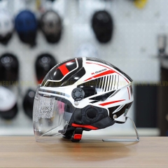 Mũ 1/2 KYT TigerJet T5 Trắng Đỏ Bóng Nhỏ Gọn Nhẹ FREESHIP