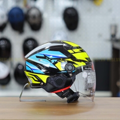 Mũ 1/2 KYT TigerJet Đen Xanh Vàng Nhỏ Gọn Nhẹ FREESHIP