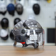 Mũ 1/2 KYT Tiger Jet Xám Ngôi Sao Nhỏ Gọn Nhẹ FREESHIP