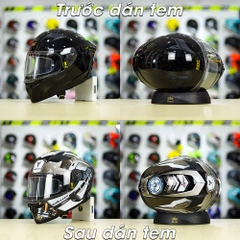 Tem Decal Yamaha Exciter Xám Đen Cho Nón Fullface - Không Nón - FREESHIP