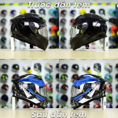 Tem Decal Yamaha Exciter Xanh GP Cho Nón Fullface - Không Nón - FREESHIP