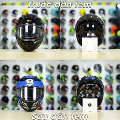 Tem Decal Yamaha Exciter Xanh GP Cho Nón Fullface - Không Nón - FREESHIP