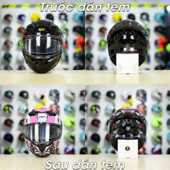 Tem Decal BMW HP4 Trắng Hồng Cho Nón Fullface - Không Nón - FREESHIP