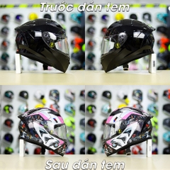 Tem Decal BMW HP4 Trắng Hồng Cho Nón Fullface - Không Nón - FREESHIP