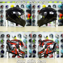 Tem Decal Suzuki Satria Đỏ Cho Fullface Yohe - TORC - AGV - LS2 không gồm nón