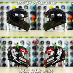 Tem Decal Shark Monster Đen Đỏ Cho Nón Fullface - Không Nón - FREESHIP