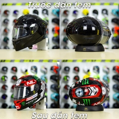 Tem Decal Shark Monster Đen Đỏ Cho Nón Fullface - Không Nón - FREESHIP