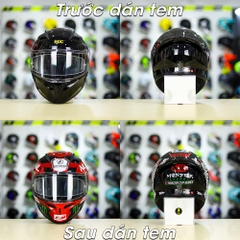 Tem Decal Shark Monster Đen Đỏ Cho Nón Fullface - Không Nón - FREESHIP