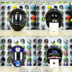 Tem Decal Shark Monster Đen Xanh Cho Nón Fullface - Không Nón - FREESHIP