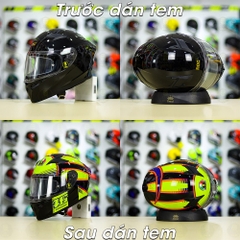 Tem Decal AGV Soleluna Đen Vàng Cho Nón Fullface Yohe 978/ ROC 01 - Không Nón - FREESHIP