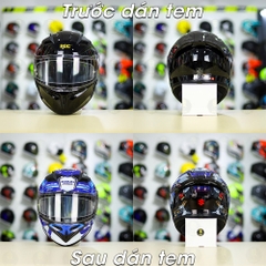 Tem Decal SUZUKI ECSTAR Xanh Xám Bạc Cho Nón Fullface - Không Nón - FREESHIP