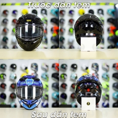 Tem Decal SUZUKI ECSTAR Xanh Trắng Vàng Cho Nón Fullface - Không Nón - FREESHIP