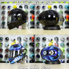Tem Decal SUZUKI ECSTAR Xanh Trắng Vàng Cho Nón Fullface - Không Nón - FREESHIP