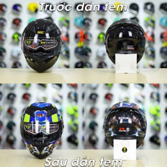 Tem Decal Suzuki GSX Xanh Vàng Cho Nón Fullface - Không Nón - FREESHIP