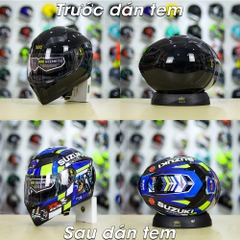 Tem Decal Suzuki GSX Xanh Vàng Cho Nón Fullface - Không Nón - FREESHIP