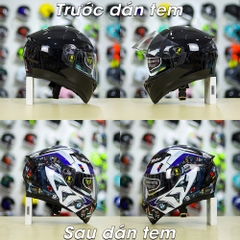 Tem Decal BMW HP4 Trắng Xanh Cho Nón Fullface - Không Nón - FREESHIP