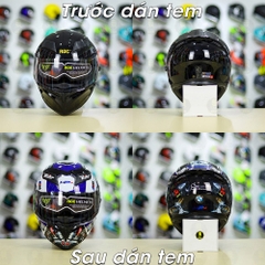 Tem Decal BMW HP4 Trắng Xanh Cho Nón Fullface - Không Nón - FREESHIP