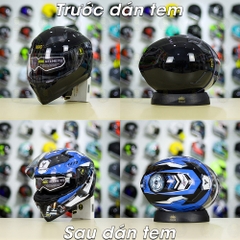 Tem Decal Yamaha Exciter Xanh GP Cho Nón Fullface - Không Nón - FREESHIP
