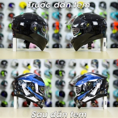 Tem Decal Yamaha Exciter Xanh GP Cho Nón Fullface - Không Nón - FREESHIP