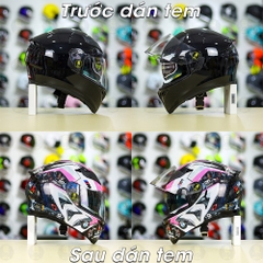Tem Decal BMW HP4 Trắng Hồng Cho Nón Fullface - Không Nón - FREESHIP