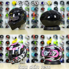 Tem Decal BMW HP4 Trắng Hồng Cho Nón Fullface - Không Nón - FREESHIP