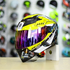 Mũ Royal M138b Đen Bóng + Tặng Dán Tem Decal Yamaha R15 Vàng FREESHIP