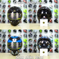 Tem Decal Yamaha Exciter Xanh GP Cho Nón Fullface - Không Nón - FREESHIP