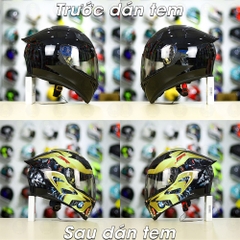 Tem Decal BMW Vàng Cho Nón Fullface - Không Nón - FREESHIP