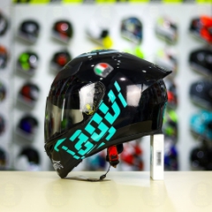 Mũ Royal M138b Đen Bóng + Tặng Dán Tem Decal AGV Myth V1 Xanh Ngọc FREESHIP
