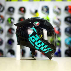 Mũ Royal M138b Đen Bóng + Tặng Dán Tem Decal AGV Myth V1 Xanh Ngọc FREESHIP