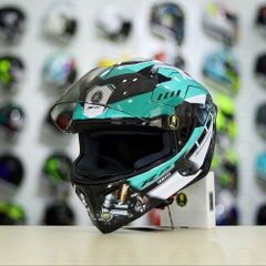 Mũ Royal M138b Đen Bóng + Tặng Dán Tem Decal Yamaha R15 Xanh Ngọc FREESHIP