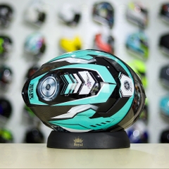 Mũ Royal M138b Đen Bóng + Tặng Dán Tem Decal Yamaha R15 Xanh Ngọc FREESHIP